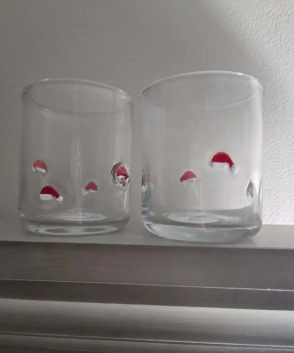 Lot of 2 New Madison Home santa hat icon glass anthropology inspired